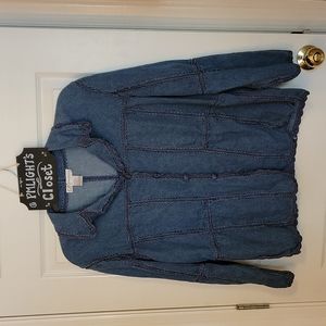 Dress Barn Denim Jacket 14W Patchwork Blue